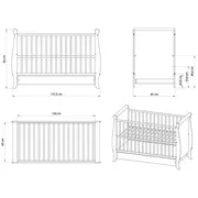 Patut copii din lemn hubners mara 120x60 cm alb cu sertar hubphmar12als