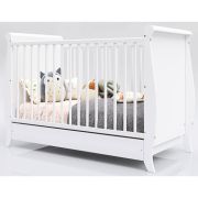 Patut copii din lemn hubners mara 120x60 cm alb cu sertar hubphmar12als
