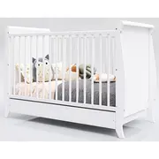 Patut copii din lemn hubners mara 120x60 cm alb cu sertar hubphmar12als