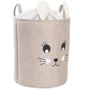 Cos Pliabil Pentru Depozitare Jucarii cu Snur pentru Inchidere, PREMIUM XL, 63 l, Impermeabil, SIPO, Iepure, Bej EKDXB04