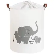 Cos Pliabil Pentru Jucarii, Rufe, Bumbac Canvas, Impermeabil, SIPO, 35x42 cm, Bumbac, 43l,  Elefant EKDBT015