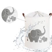 Cos Pliabil Pentru Jucarii, Rufe, Bumbac Canvas, Impermeabil, SIPO, 35x42 cm, Bumbac, 43l,  Elefant EKDBT015