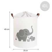 Cos Pliabil Pentru Jucarii, Rufe, Bumbac Canvas, Impermeabil, SIPO, 35x42 cm, Bumbac, 43l,  Elefant EKDBT015