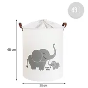 Cos Pliabil Pentru Jucarii, Rufe, Bumbac Canvas, Impermeabil, SIPO, 35x42 cm, Bumbac, 43l,  Elefant EKDBT015