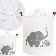 Cos Pliabil Pentru Jucarii, Rufe, Bumbac Canvas, Impermeabil, SIPO, 35x42 cm, Bumbac, 43l,  Elefant EKDBT015