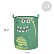 Cos Pliabil Pentru Jucarii, Rufe, Bumbac Canvas, Impermeabil, SIPO, 35x42 cm, Bumbac, 43l, Dino EKDBTC02