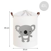 Cos Pliabil Pentru Jucarii, Rufe, Bumbac Canvas, Impermeabil, SIPO, 35x42 cm, Bumbac, 43l, Koala EKDBT026