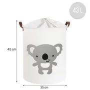 Cos Pliabil Pentru Jucarii, Rufe, Bumbac Canvas, Impermeabil, SIPO, 35x42 cm, Bumbac, 43l, Koala EKDBT026