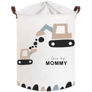 Cos Pliabil Pentru Jucarii, Rufe, Bumbac Canvas, Impermeabil, SIPO, 35x42 cm, Bumbac, 43l, Love Mommy EKDSBT42