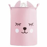 Cos Pliabil Pentru Jucarii, Rufe, Bumbac Canvas, Impermeabil, SIPO, 35x42 cm, Bumbac, 43l, Pink Bear EKDBT035