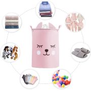 Cos Pliabil Pentru Jucarii, Rufe, Bumbac Canvas, Impermeabil, SIPO, 35x42 cm, Bumbac, 43l, Pink Bear EKDBT035