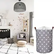 Cos Pliabil Pentru Jucarii, Rufe, Bumbac Canvas, Impermeabil, SIPO, 35x42 cm, Bumbac, 43l, Stars EKDBT007