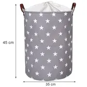 Cos Pliabil Pentru Jucarii, Rufe, Bumbac Canvas, Impermeabil, SIPO, 35x42 cm, Bumbac, 43l, Stars EKDBT007