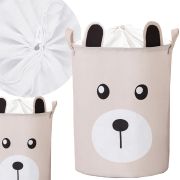Cos Pliabil Pentru Jucarii, Rufe, Bumbac Canvas, Impermeabil, SIPO, 35x42 cm, Bumbac, 43l, Urs EKDBT036