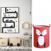 Cos Pliabil Pentru Jucarii, Rufe, Bumbac Canvas, Impermeabil, SIPO, 35x42 cm, Bumbac, 43l, Vulpe EKDBT03