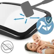 Oglinda auto supraveghere bebe, Sipo, Fixare tetiera, Suport anti-alunecare, 360 grade, 30x20 cm, Negru EKDSBS-SM30