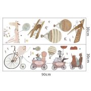 Sticker Decorativ Pentru Copii, Autoadeziv, Animale, girafa pe bicicleta si prietenii, 72x111 cm EKDWS63031