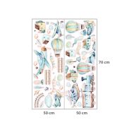 Sticker Decorativ Pentru Copii, Autoadeziv, Avioane si baloane, 90x90 cm EKDWS63024