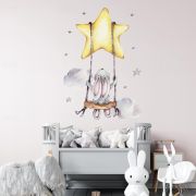 Sticker Decorativ Pentru Copii, Autoadeziv, Iepuras pe leagan, 70x49 cm EKDWS63025