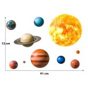 Sticker Decorativ Pentru Copii, Autoadeziv, Planete, Sistem Solar, 91x72 cm EKDWS63039