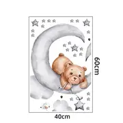 Sticker Decorativ Pentru Copii, Autoadeziv, Ursulet de plus intins pe luna, 62x60 cm EKDWS63037