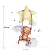 Sticker Decorativ Pentru Copii, Autoadeziv, Ursulet in leagan, 57 x 74 cm EKDWS63034