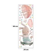 Sticker Decorativ Pentru Copii, Autoadeziv, iepuras pe skateboard, 62x62 cm EKDWS63038