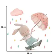 Sticker Decorativ Pentru Copii, Autoadeziv, iepuras pe skateboard, 62x62 cm EKDWS63038