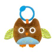 Jucarie din plus pentru agatat, cu clopotel, Happy Owl Brown EKD127973