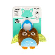 Jucarie din plus pentru agatat, cu clopotel, Happy Owl Brown EKD127973