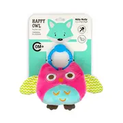 Jucarie din plus pentru agatat, cu clopotel, Happy Owl Pink EKD127980