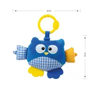 Jucarie din plus pentru agatat, fosnaie si vibreaza, Cutie Owl Blue EKD127997