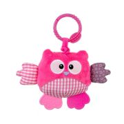 Jucarie din plus pentru agatat, fosnaie si vibreaza, Cutie Owl Pink EKD128000