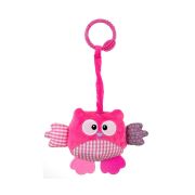 Jucarie din plus pentru agatat, fosnaie si vibreaza, Cutie Owl Pink EKD128000