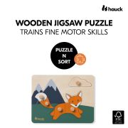 Puzzle din lemn certificat FSC, cu piese imbinate, Hauck, Fox EKDhk13069
