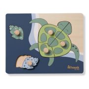 Puzzle din lemn certificat FSC, cu piese imbinate, Hauck, Turtle EKDhk13076