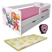 Pat Fete 2-12 Ani Paw Patrol Pink P1L Cu Sertar, Saltea Light + Lampa Pc-p-lmk-paw-pink-p1l-srt-80