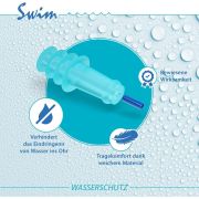 Dopuri de urechi pentru inot, impiedica patrunderea apei in urechi la adulti, reutilizabile, hipoalergenice, albastre, SANOHRA Swim