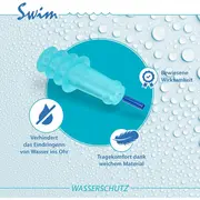 Dopuri de urechi pentru inot, impiedica patrunderea apei in urechi la adulti, reutilizabile, hipoalergenice, albastre, SANOHRA Swim