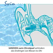 Dopuri de urechi pentru inot, impiedica patrunderea apei in urechi la copii, 1 an+, reutilizabile, hipoalergenice, albastre, SANOHRA Swim Kids