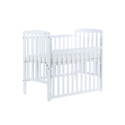 Patut Bebe Din Lemn Masiv, Laterala Culisabila Si Inaltime Reglabila A Saltelei, Bedside Alice Alb Cu Saltea Comfort 100x50 Cm Pjbdrw_2012_10050dp