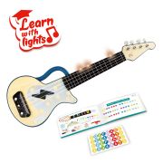 Jucarie din lemn - Instrument Ukulele (chitara) albastru - invata sa canti cu lumini TSG25567