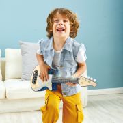 Jucarie din lemn - Instrument Ukulele (chitara) albastru - invata sa canti cu lumini TSG25567