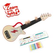 Jucarie din lemn - Instrument Ukulele (chitara) rosu - invata sa canti cu lumini TSG25558