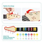 Jucarie din lemn - Instrument Ukulele (chitara) rosu - invata sa canti cu lumini TSG25558