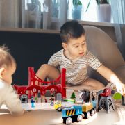 Jucarie din lemn - Set de trenuri urbane (51 piese)