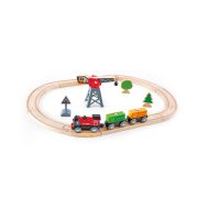 Jucarie din lemn - Set tren livrare marfa (19 piese)