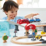 Jucarie din lemn - Set tren oras (48 piese)