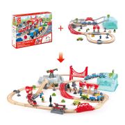 Jucarie din lemn - Set tren oras (48 piese)