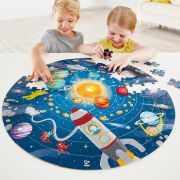 Puzzle Sistemul Solar pentru copii, cu led si planete din lemn (102 piese)
